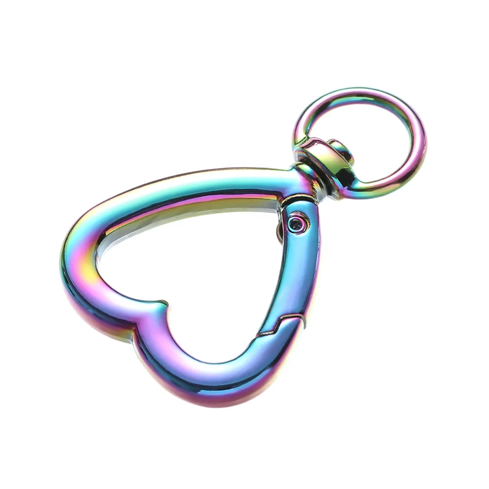 25mm Rainbow Metal Spring Gate O Ring Heart Keyring Leather Bag Belt Strap Buckle Dog Chain Snap Clasp Pendant Clip