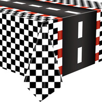 Nappe jetable à carreaux MM Racing en PE, thème voiture noir et blanc, pour décorations de fête d'anniversaire d'enfants, direct usine