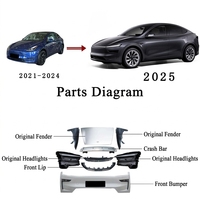 Kit de pare-chocs avant style 2025 pour Tesla Model Y 2020-2024, installation non destructive, kit carrosserie, accessoires extérieurs