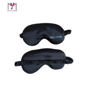 Masque de sommeil en soie Stella Hair, noir et rose, avec sangle élastique, occultant la lumière, style uni, emballage OEM ODM - Product Image 3