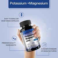 Capsules végétaliennes OEM à marque privée de potassium, magnésium et zinc – Complexe triple minéral – 120 unités – Soutien immunitaire, mémoire et sommeil pour adultes
