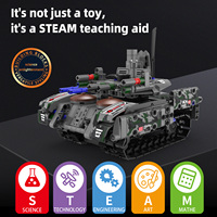 Ensemble de jouets de construction de tank télécommandé 5-en-1 en blocs de construction en plastique ABS, avec voitures, avions et la programmation par application