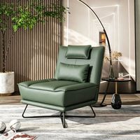 Fauteuil inclinable moderne en cuir avec structure en bois massif, rembourrage en éponge et pieds en métal – Siège d'appoint pour salon et bureau à domicile