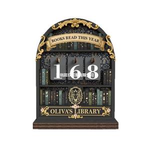 Marcador de Lectura de Madera Vintage, Capacidad para 999 Libros, Decoración de Escritorio, Diseño Tradicional, Artesanía en Madera Impresa, Suministros de Oficina - Product Image 5