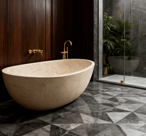 Freistehende Badewanne aus Naturmarmor, Einweich- und Massagebadewanne, Geeignet für Villen oder Hotels - Product Image 1