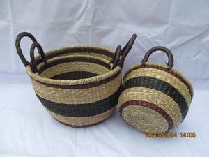 Paniers Bolga en jonc de mer tissés à la main colorés vietnamiens Paniers africains Paniers à provisions - Product Image 6