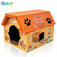 Maison pour chat en carton ondulé personnalisée de luxe avec fonction 3-en-1 : griffoir, espace de jeu et de sommeil, robuste pour chats d'intérieur et chatons