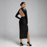Robe mi-longue unie décontractée printemps 2026, style européen et américain, col semi-montant, coupe droite, taille haute, en polyester, effet drapé