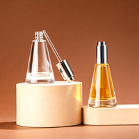 Flacon de sérum à pompe à pression de luxe 15 ml pour huile capillaire, flacon en verre cosmétique transparent, emballage pour soins de la peau