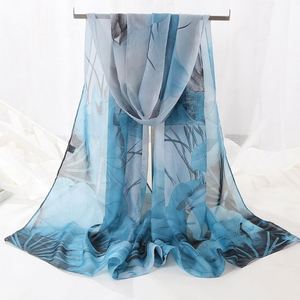 Pañuelo de Chifón para Mujer BESTELLA, Diseño Floral, Ligero, de Poliéster Transparente, Estilo Chal, con Estampado de Loto, en Oferta - Product Image 1