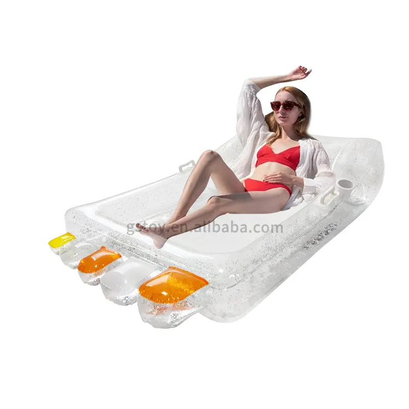 Zomer Opblaasbare Hangmat Float Transparant Voetvormig Zwembad Luchtbed Water Drijvende Matras Opblaasbare Vlotter