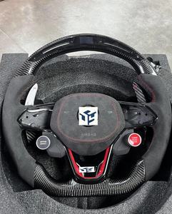 Volant sans garniture centrale, semi-cuir, carbone, LED pour Volkswagen VW <span class=keywords><strong>Golf</strong></span> R 6 7 MK6 MK7 MK7.5 GTI Jetta Passat CC - Product Image 3