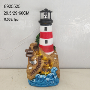 Fontana d'Acqua Decorativa da Esterno con Statua Costiera Colorata Dipinta a Mano in Resina - Product Image 1