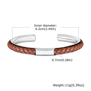 New Lease Leather Open <b>Bangle</b> Factory Direct Sale Bad Boyfriend Bracelet Wrist Cuff Woven Band <b>Men</b> Jewelry - Product Image 6
