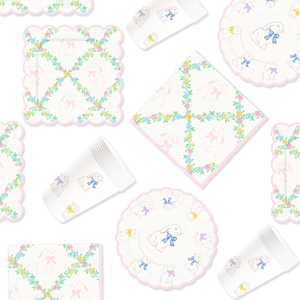 DAMAI Easter Party Theme Decor Bulk Wholesale Set Colorful Flower Chain Paper Plates Tablecloth Party Disposable Tableware - Product Image 4