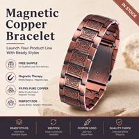 Joyería Magnética de Cobre Puro, Joyería de Terapia Magnética Vintage, Brazalete de Tres Filas con Discos Magnéticos, Venta al Por Mayor Personalizada