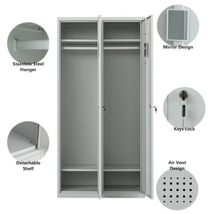 ตู้เก็บของเหล็กล็อคกุญแจ2ประตูตู้เสื้อผ้าห้องนอนเฟอร์นิเจอร์สำนักงานบ้านร่วมสมัย - Product Image 5