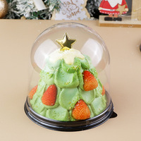 Boîte à gâteau de Noël de haute qualité en gros, 4 pouces, portable, mousse, décoration de dessin animé, boîte en plastique PP transparente semi-circulaire