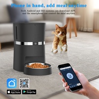Minuterie automatique 4L Mangeoire intelligente pour animaux de compagnie 2 repas Distributeur d'eau par gravité Wifi à piles pour 2 chats/chiens Matière plastique
