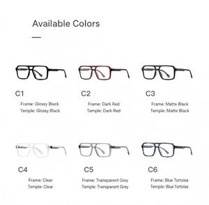 Gafas TR90 de Doble Puente Cuadradas con Bloqueo de Luz Azul, Montura Grande para Hombre, Sin Graduación, Lentes de Moda - Product Image 4
