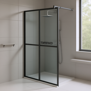 Paroi de douche coulissante Tempotraed 55.1x76.8 avec cadre noir, porte de bain en verre trempé 8mm, design minimaliste - Product Image 2