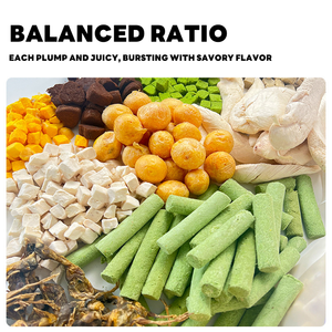 ओम ओडम 200 जी को फ्रीज-सूखे ताजा मांस और फल पालतू जानवर दोनों के लिए 12 स्वादों का इलाज करता है - Product Image 2