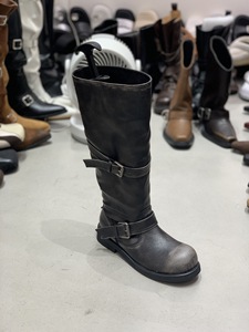 <span class=keywords><strong>Bottes</strong></span> hautes décontractées rétro très tendance pour femme, en microfibre, avec décorations, pour mollets larges, style western - Product Image 6