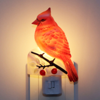 Lampe de nuit LED en forme d'oiseau cardinal, rechargeable par USB, fonctionne sur batterie, décoration de Noël, lumière chaude pour le salon