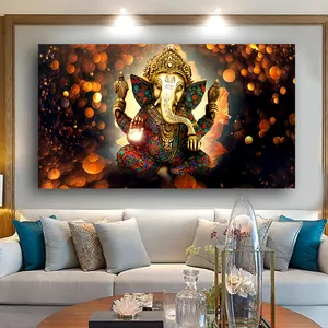 Wohnzimmer Wohnkultur Lord Ganesha druckt Bilder Religiöse Vinayaka Ganapati Elefant Buddha Leinwand Wandmalerei