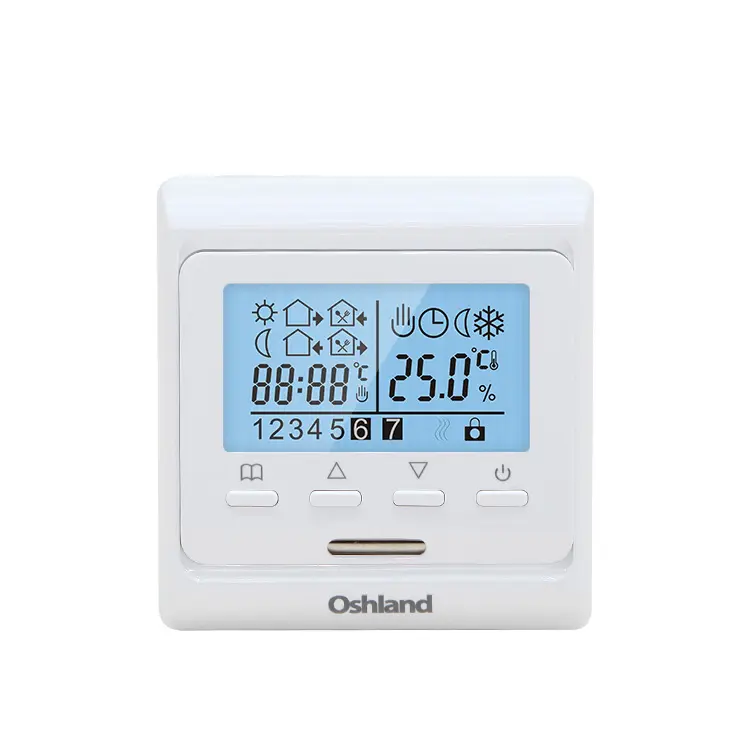 Digital thermostat 3A 220 โวลต์ CE Oshland M6 การเขียนโปรแกรมเครื่องทำความร้อนภายในบ้าน