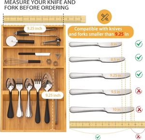 Lớn Bạc đồ dùng khay chủ nhà bếp Flatware tổ chức tre bạc ngăn kéo tổ chức cho thìa dĩa dao - Product Image 6
