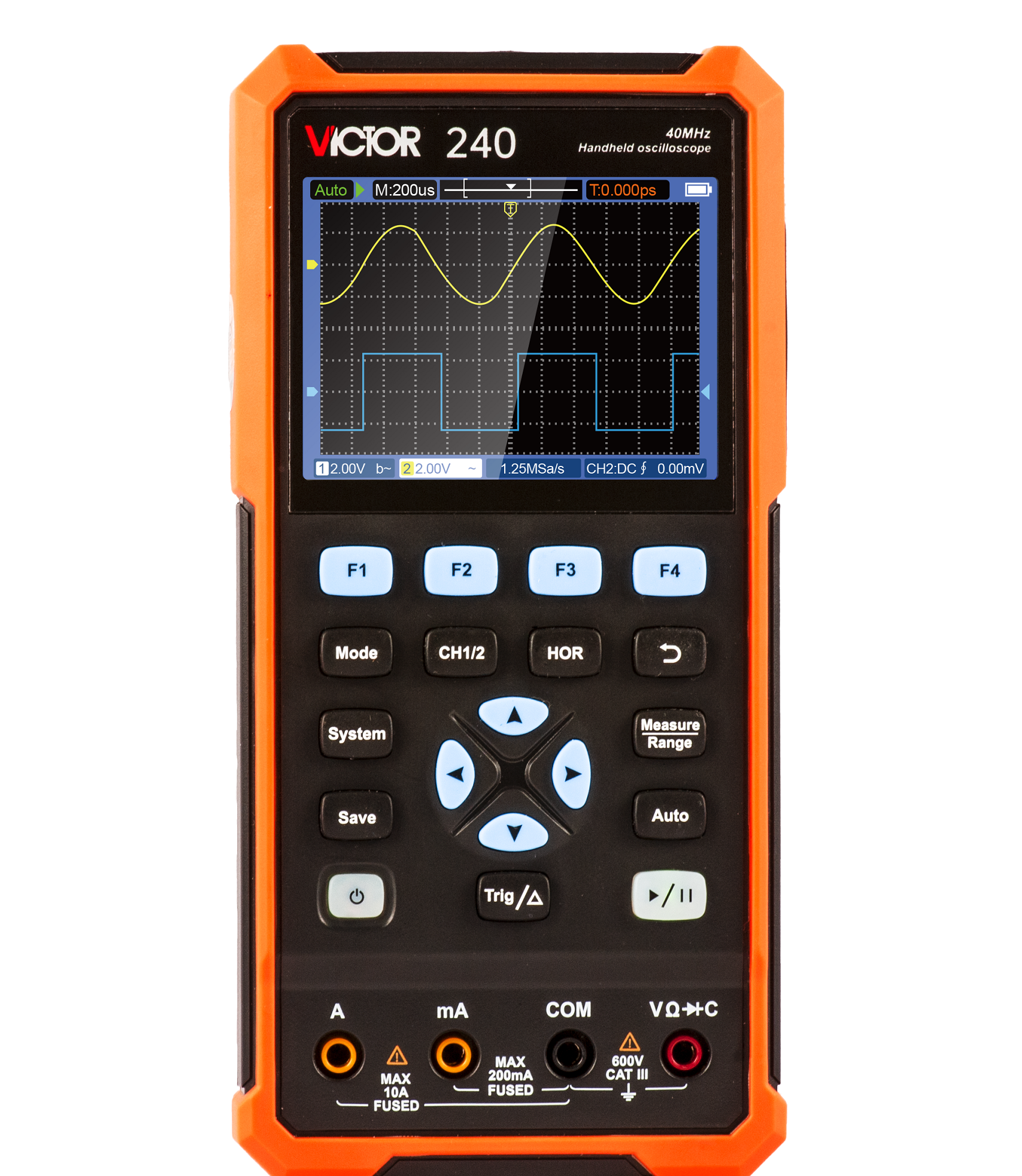 VICTOR 240 handheld digital automotive oscilloscope with multimeter two channel 40mhz bandwidth electronic meter with USB SCPI