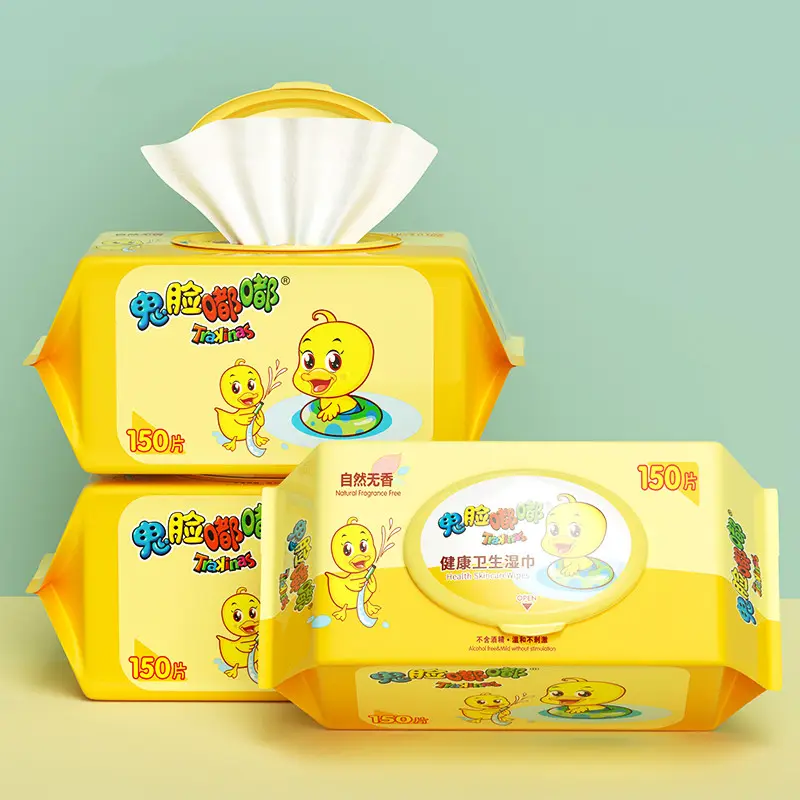 Customized Packaging 100% Safety Natural Cotton Material Baby Cleaning Wet Wipes With Lid For Babies Age Group