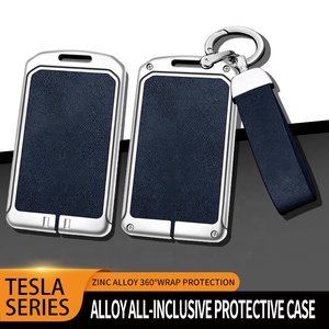 Joli étui à clés de voiture en alliage de Zinc avec logo personnalisé porte-clés en cuir pour Tesla modèle Y 3 accessoires clés - Product Image 6