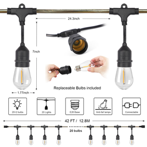 Guirlandes lumineuses LED décoratives longues, étanches pour l'extérieur, avec prise américaine homologuée ETL - Product Image 2