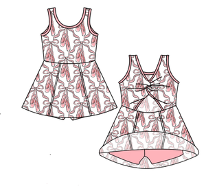Robe d'été personnalisée pour filles, style boutique, imprimé ballerines, coupe trapèze, avec short intégré, pour le sport, le cheerleading, le yoga et les loisirs, modèle Sœur - Product Image 2