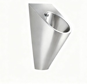 Urinario de Acero Inoxidable Montado en la Pared, Forma Ovalada, Diseño Minimalista, Fácil de Limpiar, Descarga por Gravedad, para Uso Público - Product Image 2
