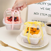 Boîte d'emballage en plastique PET transparente carrée pour gâteau à la crème à la fraise, dessert, avec couvercle haut, épaisseur 1 mm