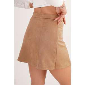 Mini-jupe en suède à volants, taille haute, en similicuir, douce et tendance pour femme - Product Image 2