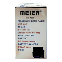 Radio portable solaire Eletree MD-969S AM/FM/SW avec haut-parleur pliable à gros boutons, chargeur CC, lampe de poche en plastique