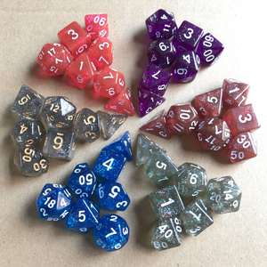 Juego de Dados Poliédricos de Acrílico con Purpurina Transparente y Piedras Preciosas Naturales para D&D y Juegos de Rol al por Mayor - Product Image 1