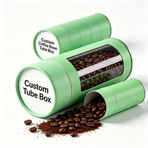 หลอดกระดาษย่อยสลายได้ขนาดสั่งทำพิเศษพร้อมหน้าต่าง PVC ใส บรรจุภัณฑ์ทรงกระบอกสำหรับใส่เมล็ดกาแฟ ลูกอม ช็อกโกแลต ขนมขบเคี้ยว - Product Image 5