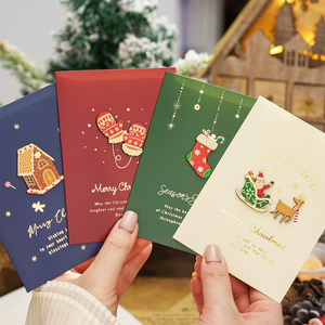 Tùy chỉnh Ins giáng sinh đêm trước thẻ viết tay Bronzing kỳ nghỉ lời chào với phước lành giáng sinh được làm từ giấy tráng - Product Image 4