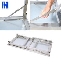 Table de travail l'été, meuble de cuisine de laboratoire, à nœuds, avec Tube carré en acier inoxydable, pliable