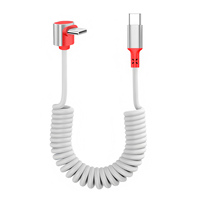 Câble USB-C rétractable à ressort de 1,5 m, prend en charge la charge rapide, matériau TPE/TPU, compatible avec les appareils iPhone 15/16 Pro et Android
