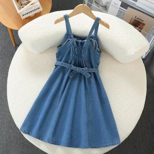 Ensemble de vêtements pour adolescentes de style nouveau, haut en dentelle à manches longues uni et salopette en <span class=keywords><strong>jean</strong></span>, tenue en 2 pièces pour filles - Product Image 5