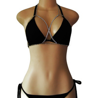 Collier de poitrine de bikini en alliage de mode européenne et américaine, sexy, creux, avec cristaux en strass