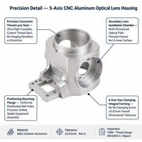 Boîtier de lentille optique en aluminium 6061 usiné CNC 5 axes sur mesure OEM avec cavité multidirectionnelle pour caméra de vision industrielle