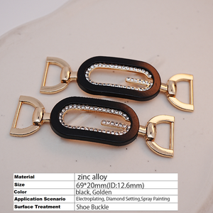 Boucles en métal décoratives en alliage de nickel or rose <span class=keywords><strong>noir</strong></span> d'usine directe chaînes de <span class=keywords><strong>diamant</strong></span> boucles de chaussures de forage - Product Image 4