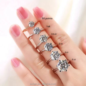 大きなサイズのモアッサナイトダイヤモンド 1ct 2ct 3ct 5ct ラウンドカット D VVS 3EX 女性用婚約指輪 モアッサナイトリング - Product Image 4